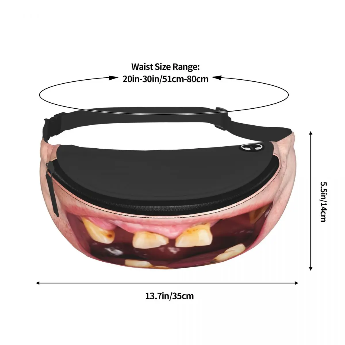 Funny Bad Teeth Fanny Pack Men Women Fashion Tooth Crossbody Waist Bag for Traveling Phone Money Pouch