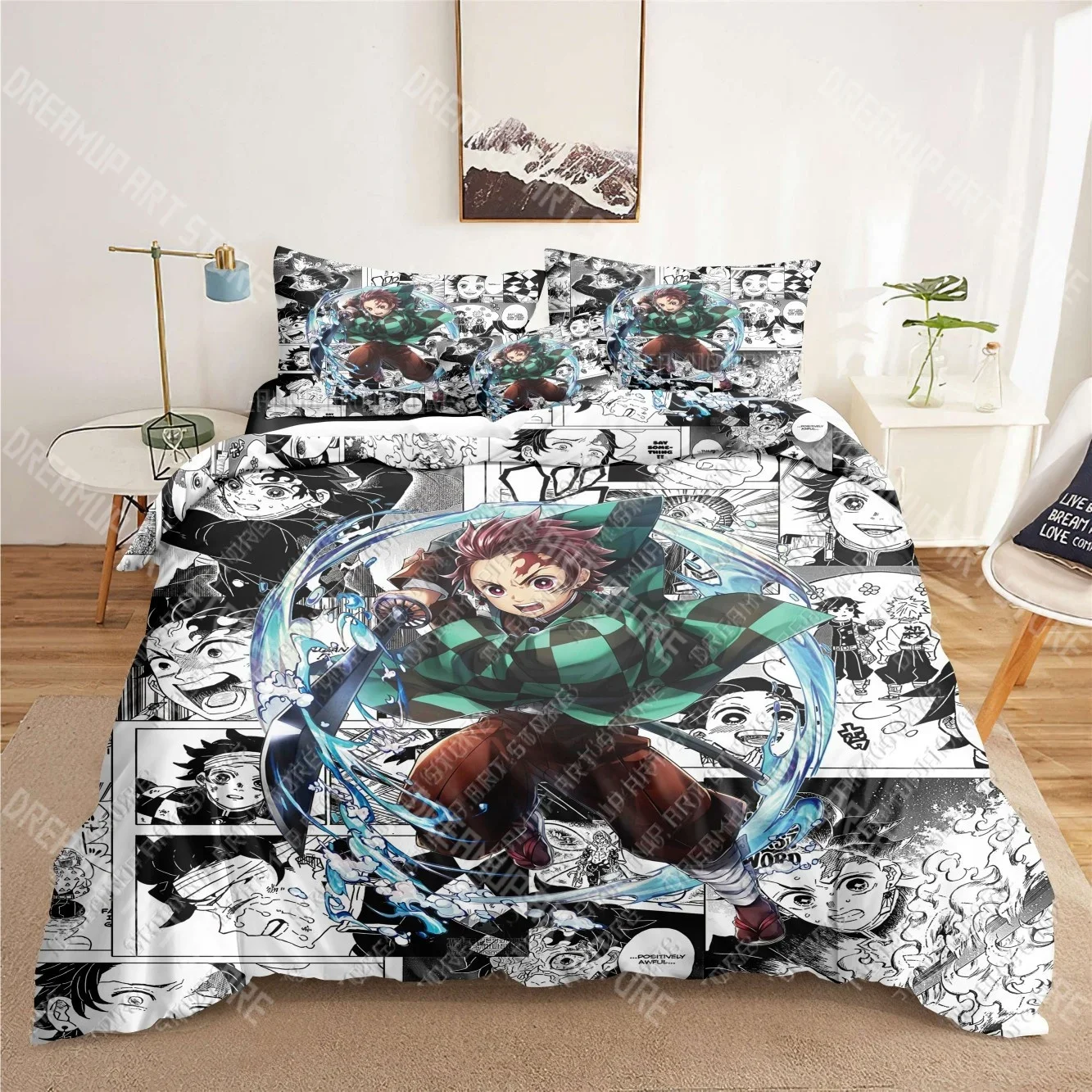 Demon Slayer_ Kimetsu No Yaiba – parure de lit imprimée en 3D, housse de couette pour adultes et enfants, cadeau d'anniversaire, livraison directe