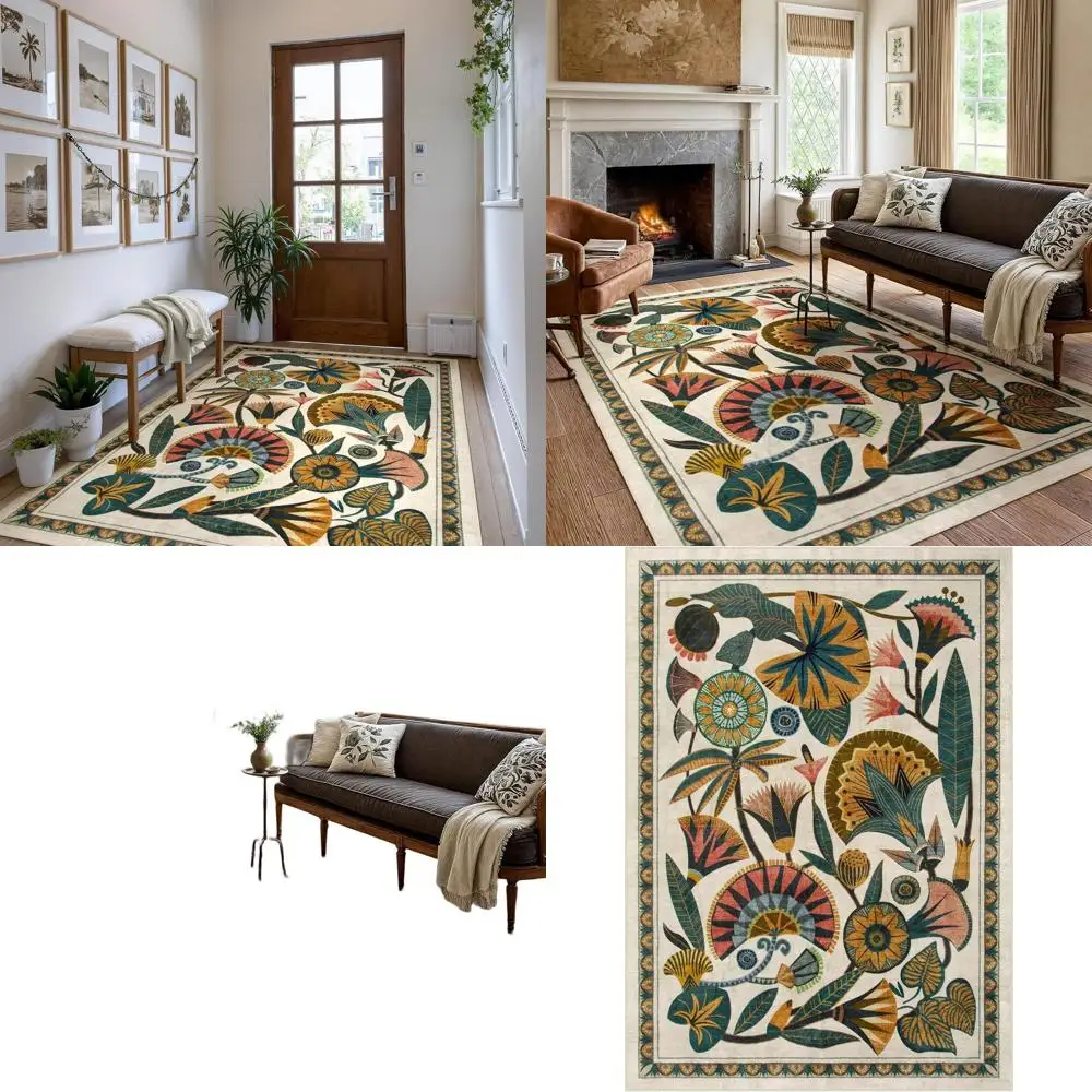 

Винтажный бежевый ковер в стиле бохо, 150x210 см, для гостиной, спальни, столовой, нескользящий мягкий ковер для прихожей, кухни, офиса, игровой комнаты