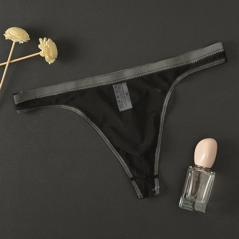 Mens Underwear Sexy Transparent Gauze Men Bikini G-string Thong Solid Jockstrap Underpants Male Ultra-thin T-back Tangas Panties