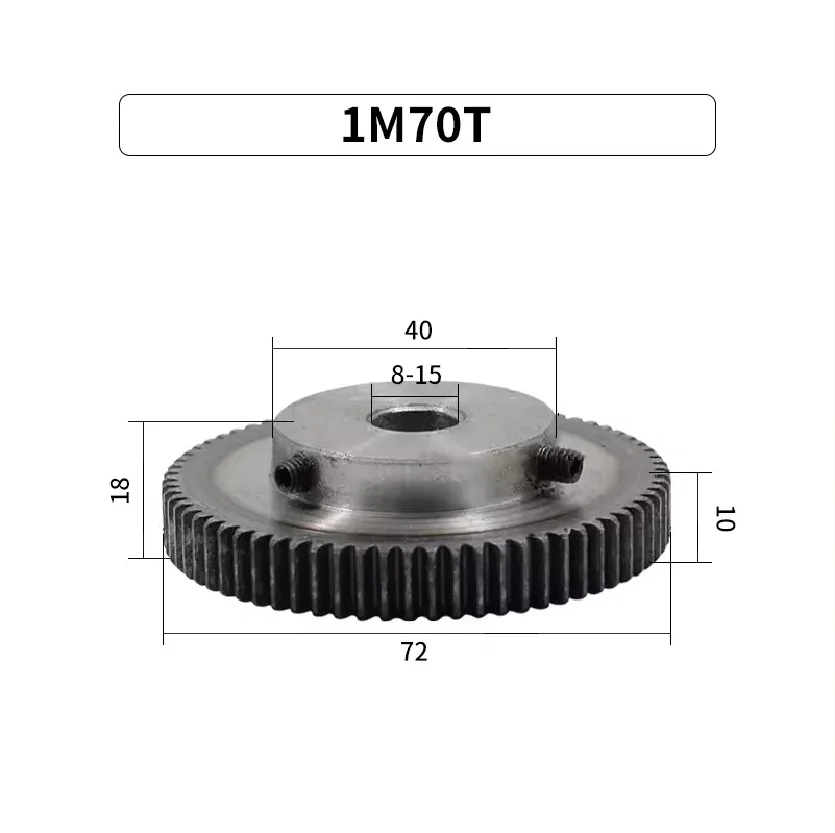 1Module 70T Gears Wheel Metal 45#Steel Rc Pinion Gears Pulley 8/10/12/14/15mm Inner Bore Mould 1 18Tooth Spur Gear Pinion