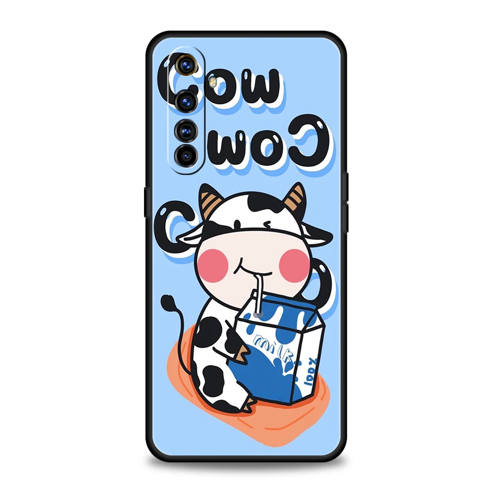 Soft TPU For Realme 13 12 11 10 Pro Plus GT2 GT3 GT5 C67 C63 C55 C21 C25 C35 Pro 5G Shockproof Phone Case Cute Milk Cow Fundas