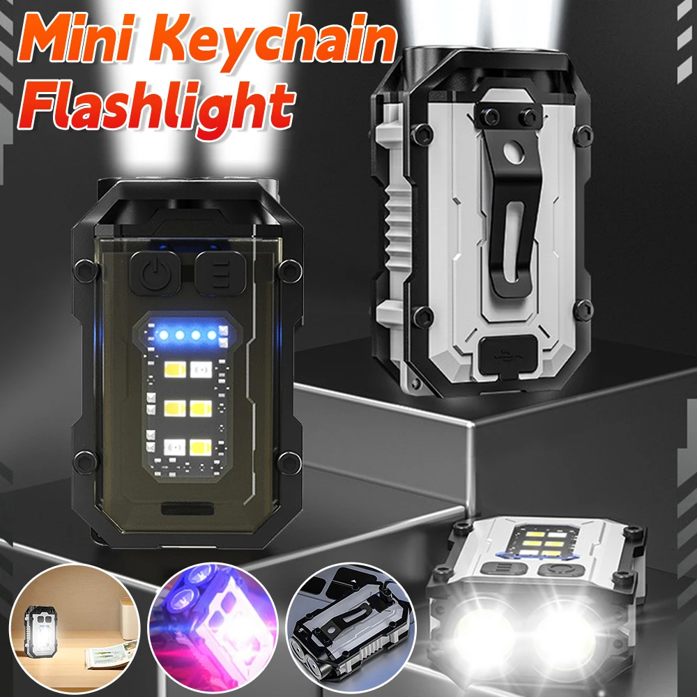 Super Bright Keychain Flashlight Portable Keychain Light Portable Mini LED Multifunctional Hat Clip Lamp Outdoor Camping Fishing