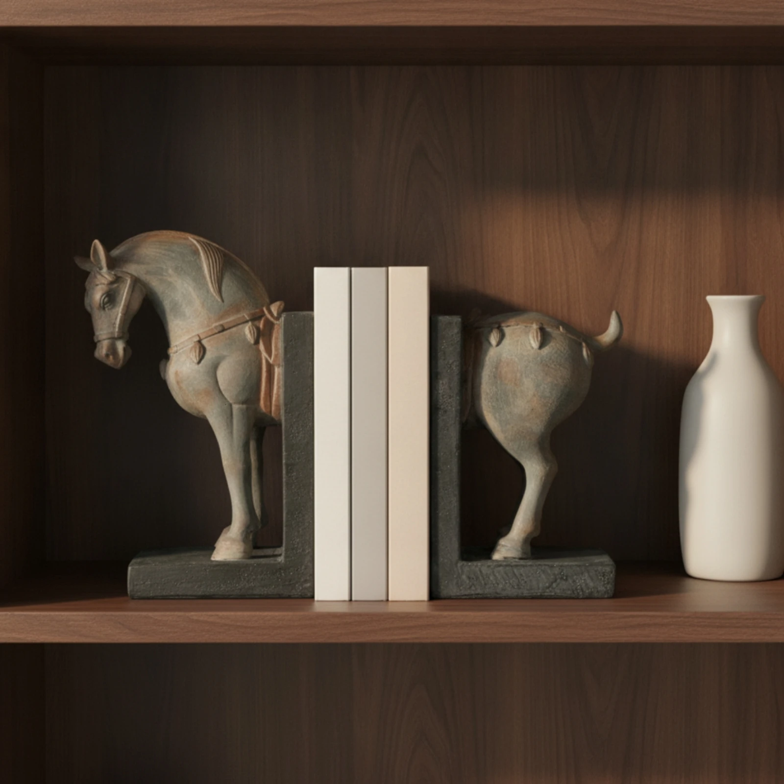 Horse Bookends Antique-Style Animal Bookends Book Holders Weathered Resin for Readers, Bookshelf, Study