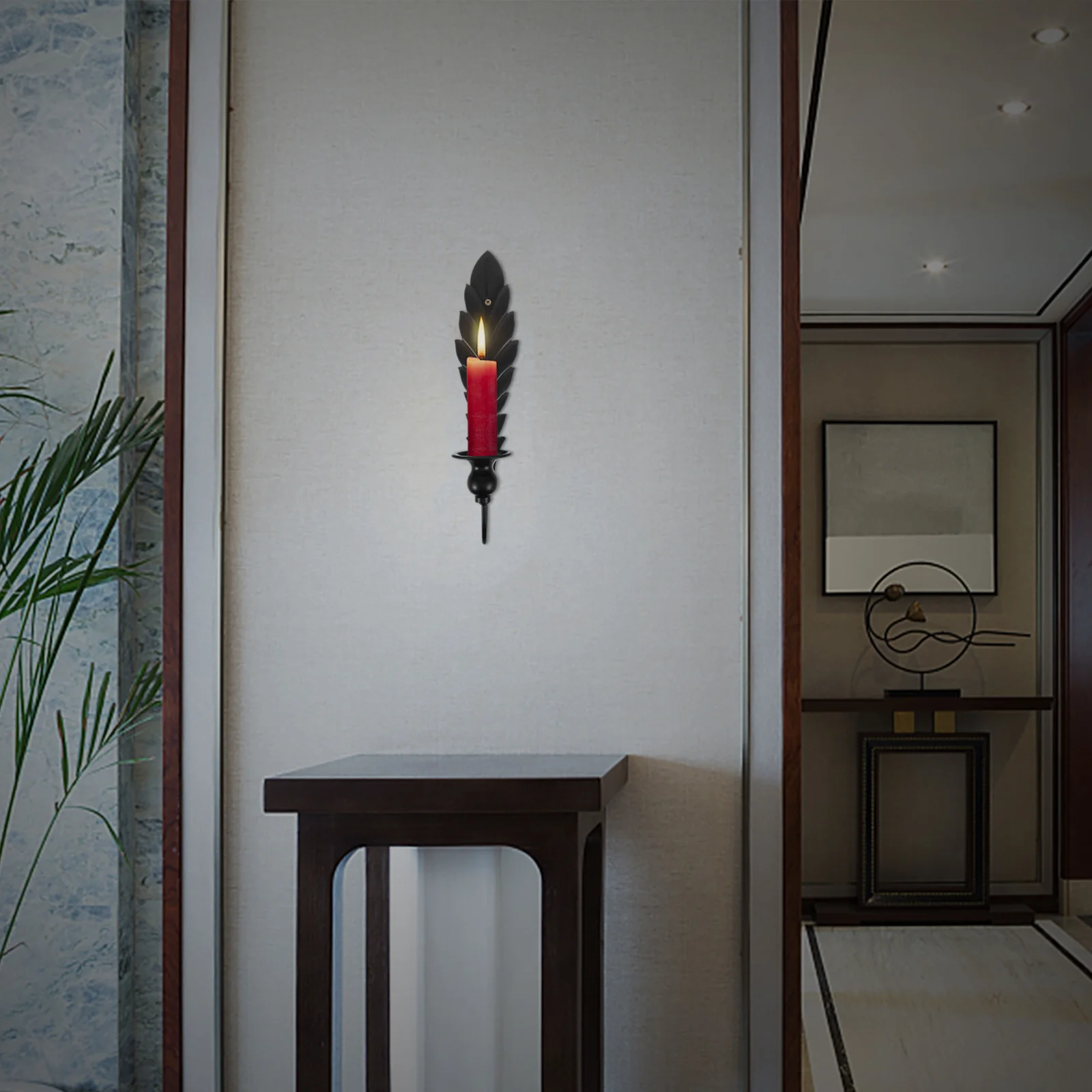 

Iron Wall Holder Leaf Shaped Vintage Sconce For Living Room Decorative Candlestick Home Party Decoration