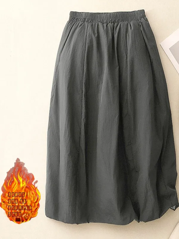 

Warm Cotton Inserted Mid-Length A-Line Skirt Vintage Sle Loose Fit Winter 2025 Women's Faion High Waist No Stretch Casual...