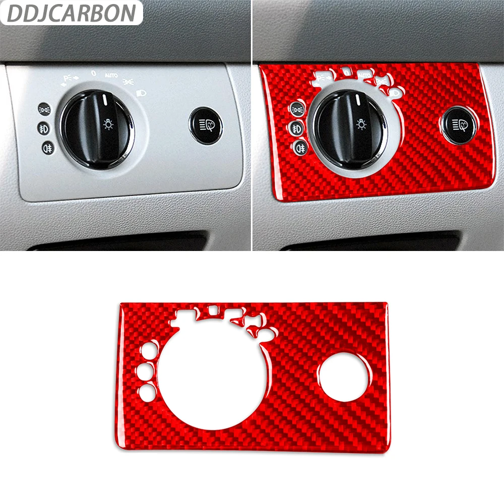 Red Carbon Fiber Headlight Switch Knob Trim Cover Car Interiors Accessories Decoration Sticker For Benz M-class W164 2005-2011