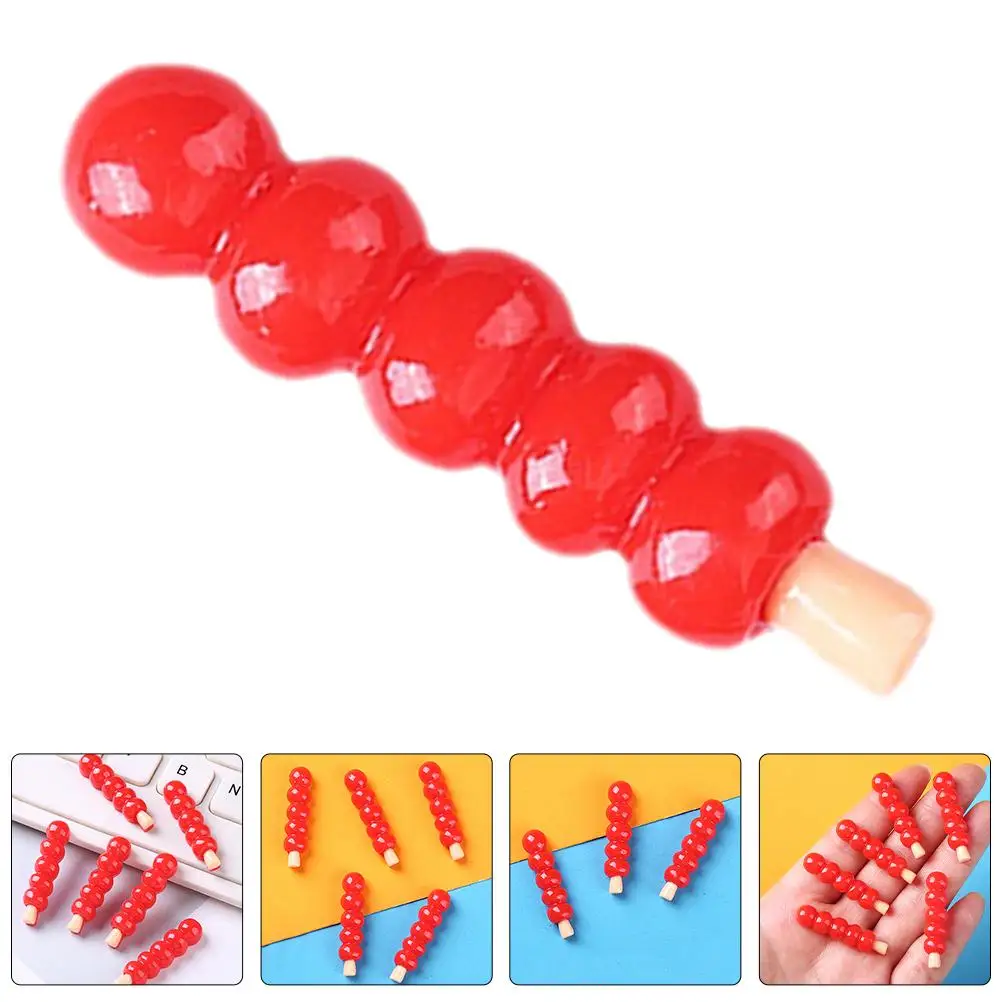 20 pezzi di resina Haws spiedini casa rossa snack mini snack finti decorazione modello liscio di lunga durata mini scena prop