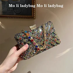 Damska elegancka torebka luksusowa torba kwadratowa kryształowa błyszcząca cyrkonie diamentowa torba wieczorowa torby na przyjęcie weselne torebka Crossbody