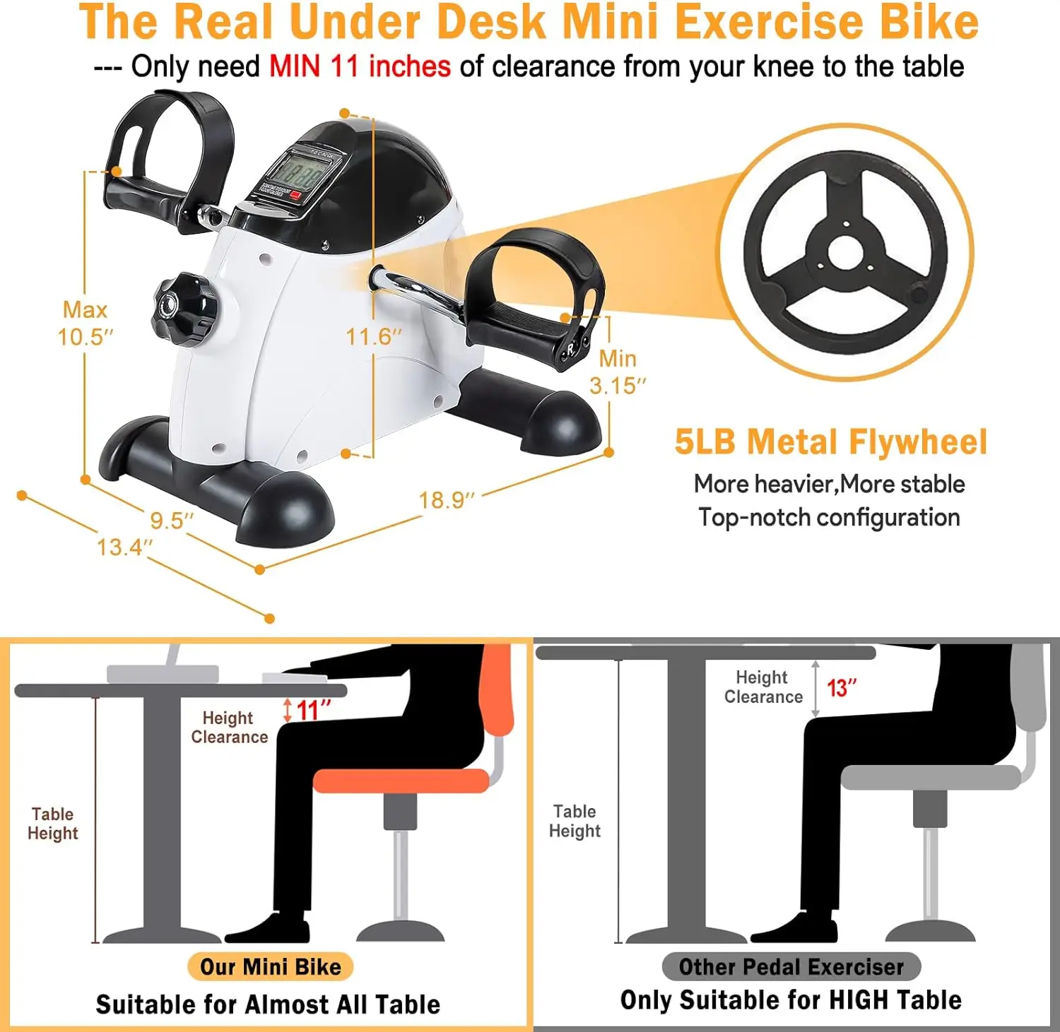 Portable Mini Exercise Bike Under Desk Adjustable Rehabilitation Pedal Exerciser Hand Pedal Cycle Hand Held Exercise Equipment view 6