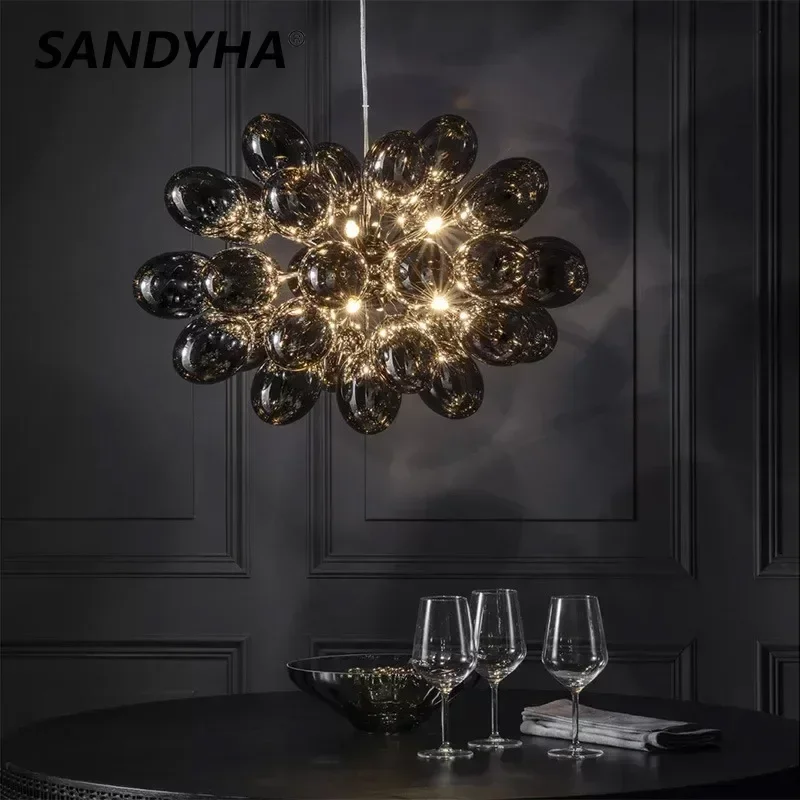 Modern Grape Glass Chandelier Home Decoration Pendant Light Living Room Nordic Lights Dining Luminair Lampara Techo Dormitorio