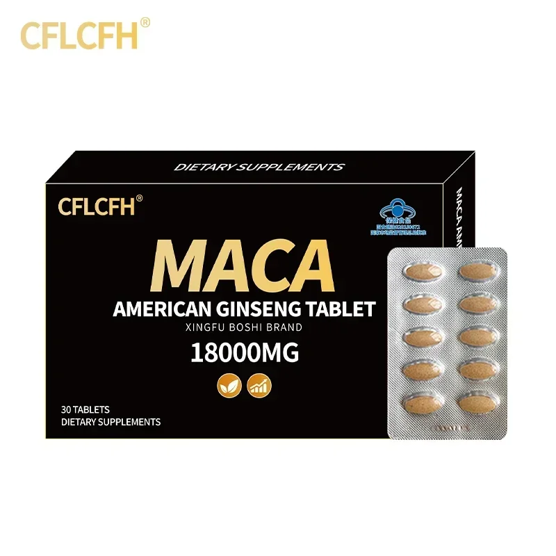 150Pcs Maca American Ginseng Tablet Supplement Men Endurance Muscle Mass Vitality Support Dietary Supplements 18000MG