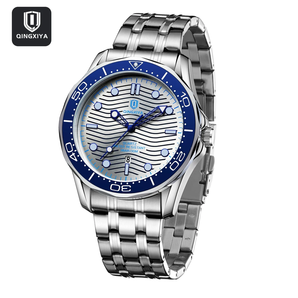 

Новые часы для мужчин, лучший люксовый бренд QINGXIYA, кварцевые мужские часы, спортивные водонепроницаемые наручные часы со светящимся безелем, дата Relogio