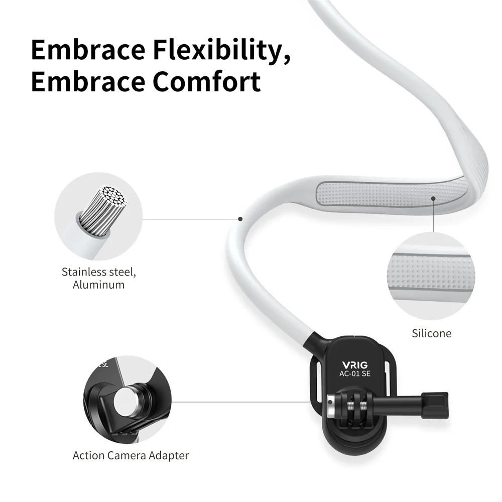 VRIG Silicone Neck Hold Mount para GoPro Hero 13 12 11 10 9 8 Insta360 DJI Osmo Action Smartphone Acessórios de ação magnética