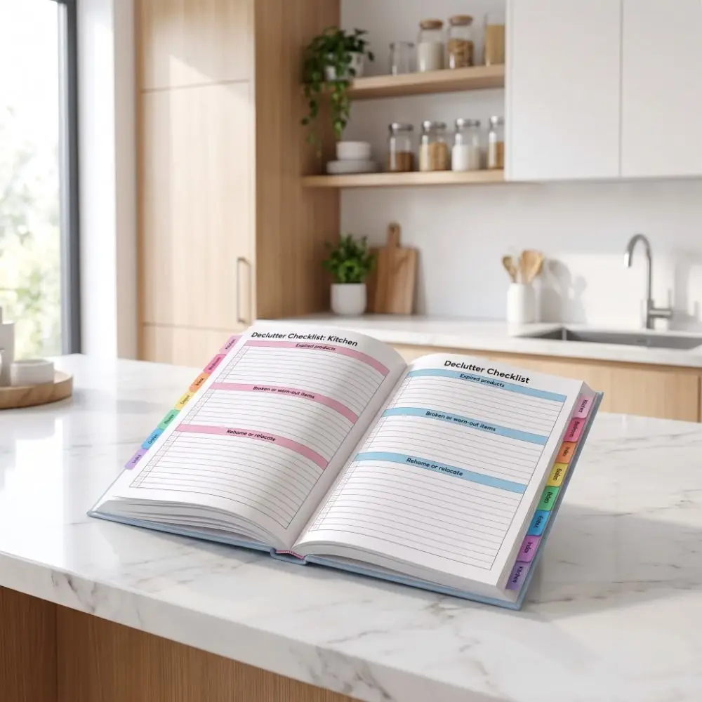 Vibrant Illustrated Home Organization Log Book Stepwise Practical Declutter Planner 60 Pages Daily Task Management