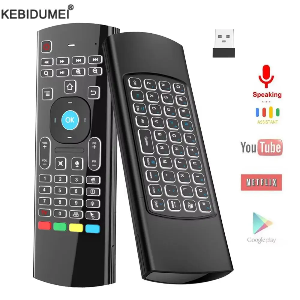 MX3 2.4GHz Air Mouse Wireless Mini Keyboard Voice Backlit Controller IR Learning Remote Control For PC Android TV Box Smart TV