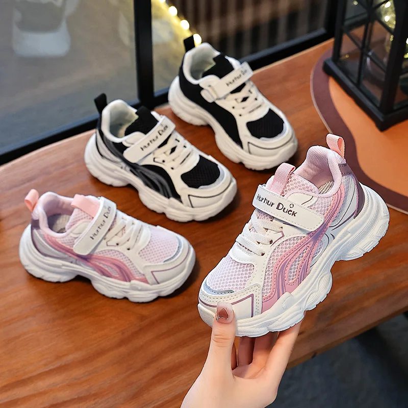 Kids'Casual Shoes Color Blocking PU Leather Fashion Autumn Shoes For Children Breathable Anti-slip Pink Black Size 26-37