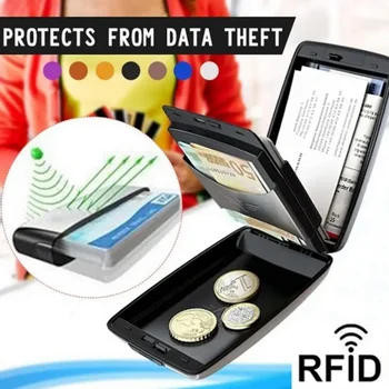 Alüminyum alaşım cüzdan RFID blok Minimalist cüzdan erkek Ultra ince moda klips cep nakit kredi kart tutucu
