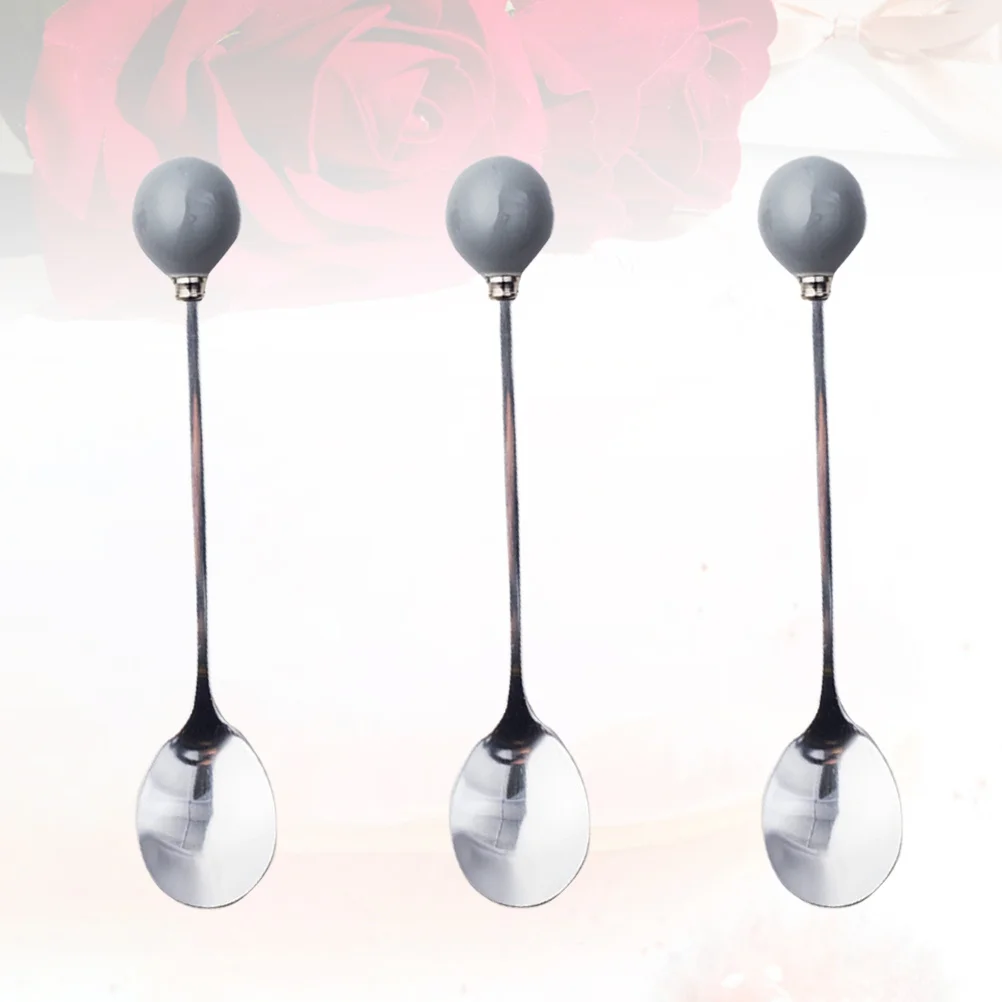 

6Pcs Ceramic Handle Stainless Steel Spoon Mini Flatware for Coffee Dessert Ice Cream Stirring Creative Home Tableware