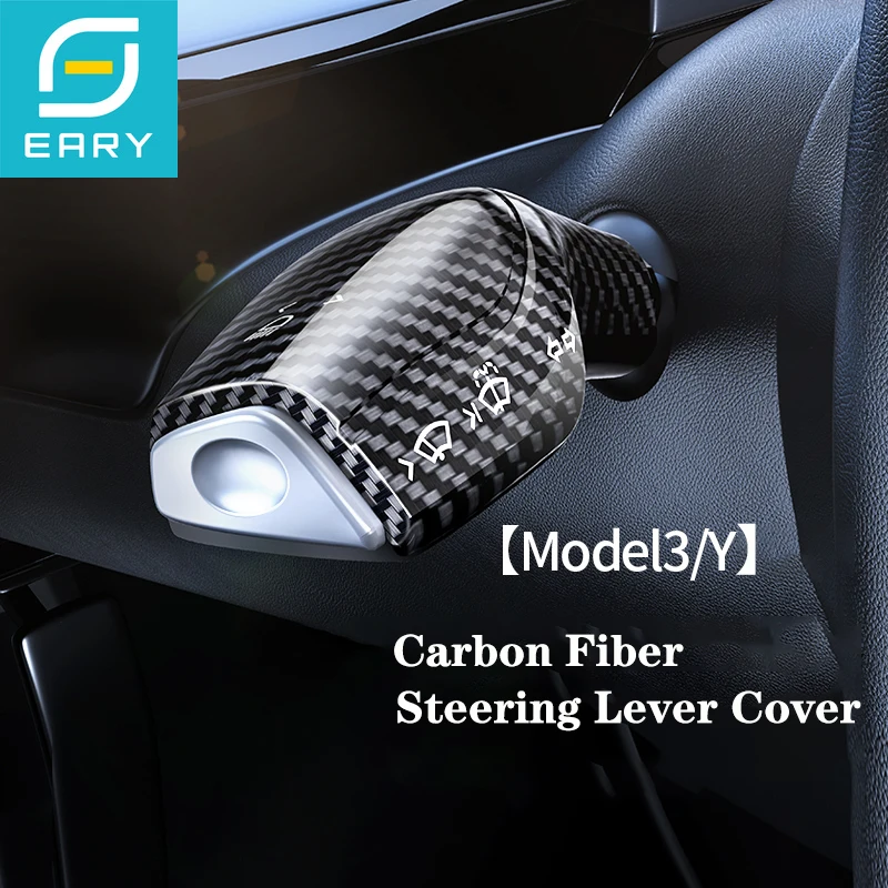 

Eary for Tesla Model 3 Y Carbon Fiber Gear Shift Cover ABS Steering Lever Handle Protection Shifter Shell Car Decor Accessories