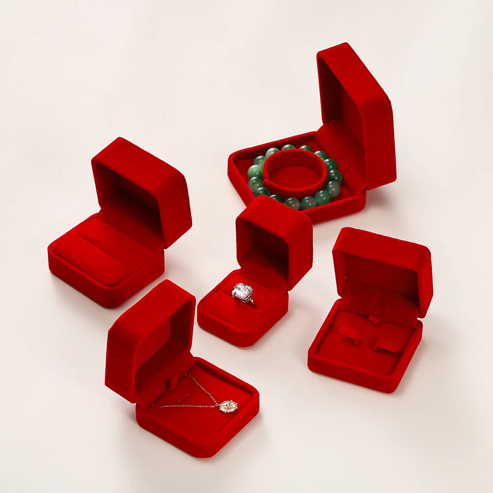 Square Engagement Velvet Earring Ring Packaging Box Jewelry Organizer Valentine Day Wedding Party Gift Case Ring Display Storage