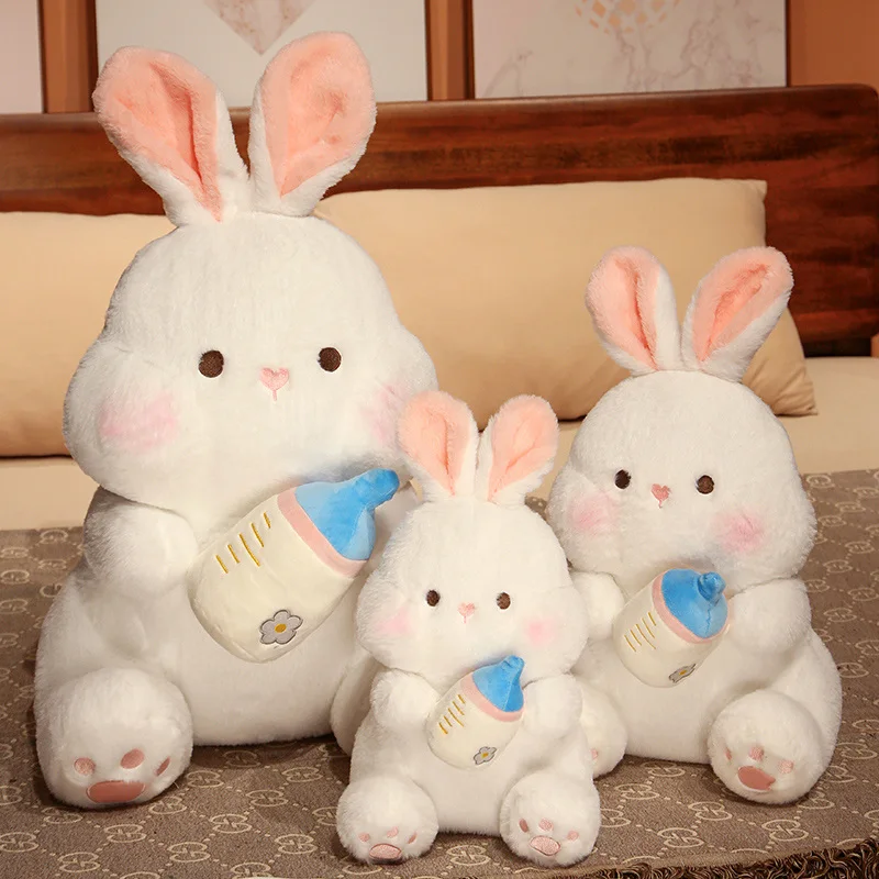 

Soft Appease Plush Bunny Rabbit With Milk Bottle Lovely Full Stuffed Animal Doll Toys For Girls Birthday Christmas Gifts