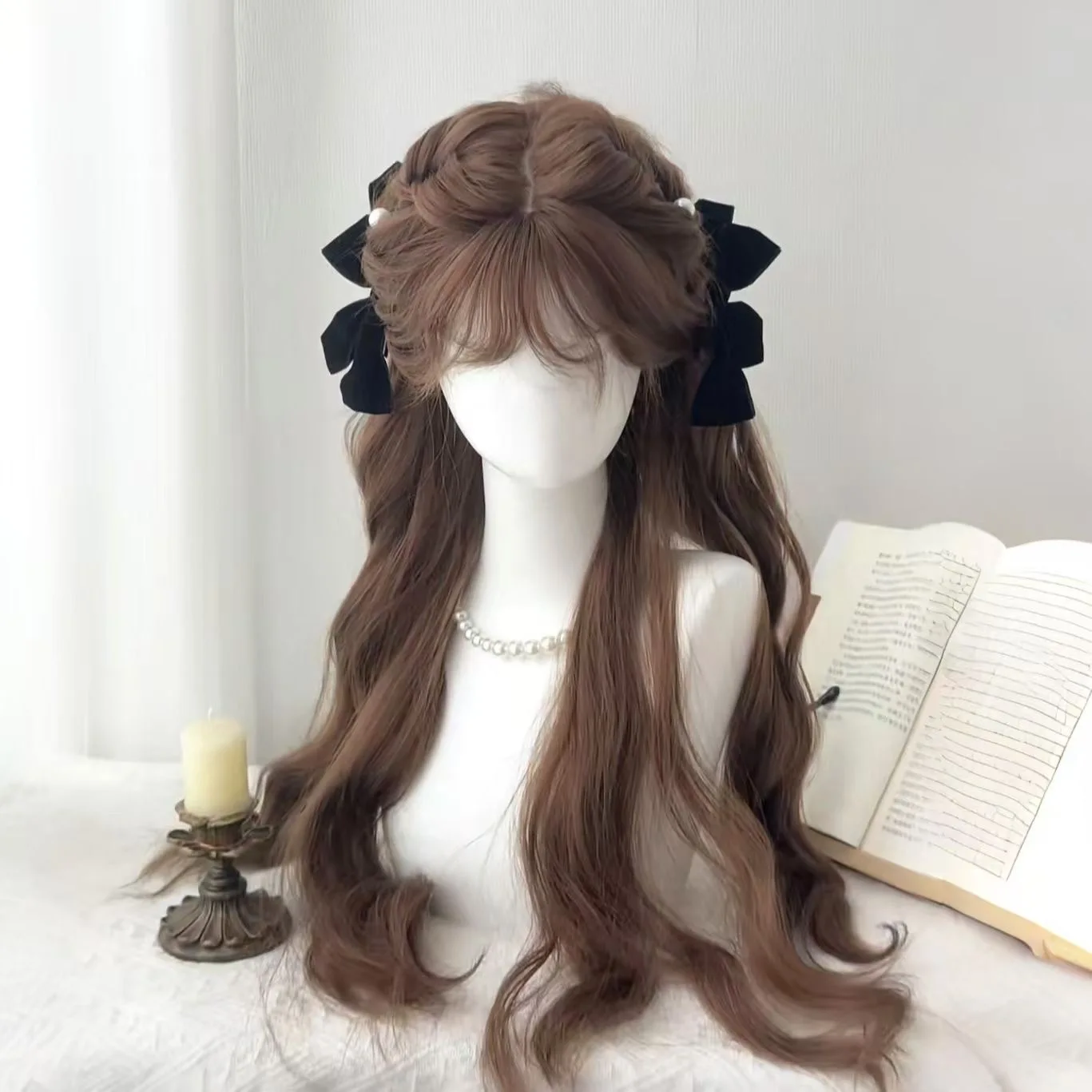 

Synthetic Long Wavy Wig Natural Caramel Brown Glueless Heat Resistant Full Cap Cosplay Daily Party Women Hair Extension