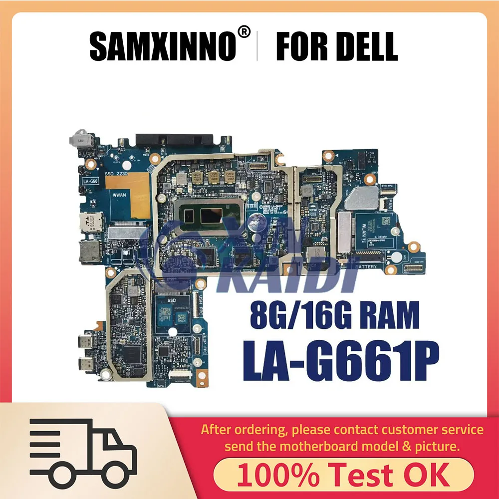 Notebook Motherboard For Dell Latitude 12 7200 0692DM 0XFWFG 0TJFG7 LA-G661P Laptop Mainboard I3 I5 I7 8th Gen CPU 8G 16G RAM