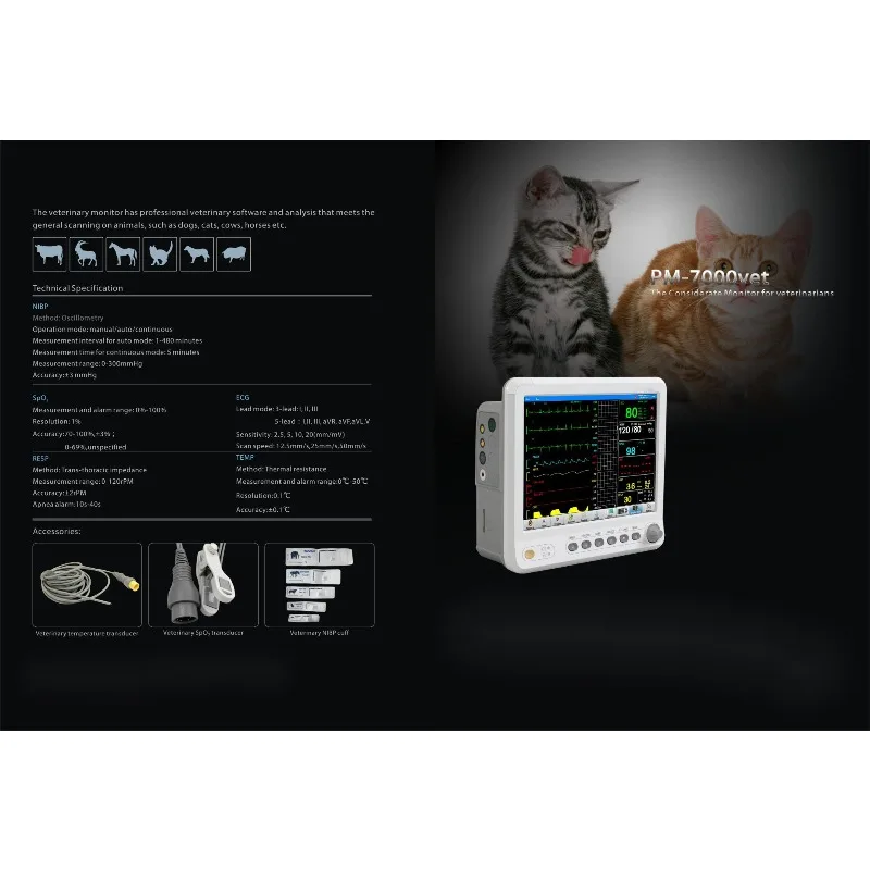 2026 Animal Pet Health Vital Signs Vet Veterinary Blood Pressure Animal Monitor for Animal Care and Supplies