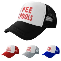 I Pee In Pools Funny Trucker Hat Adjustable Mesh Baseball Cap for Men & Women Unisex Snapback Caps Summer Casual Sun Hats