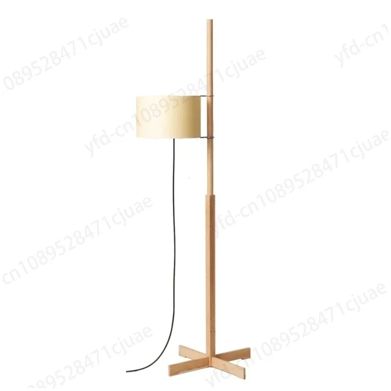 Wooden Frame Fabric Shade Nordic Corner Standing Floor Lamp For Hotel