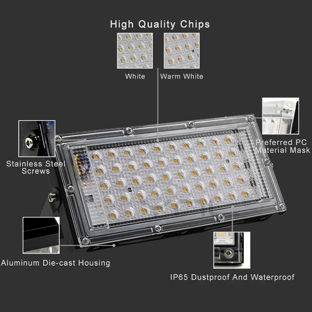 50W Led Flood Light Outdoor Floodlight Spotlight IP65 Waterproof AC 220V  LED Reflector Street Lamp Wall Flood Lights