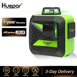 Huepar 8 Lines Green Beam 2D Cross Line Laser Level Self-Leveling 360 Vertical & Horizontal USB Charge Use Dry & Li-ion Battery