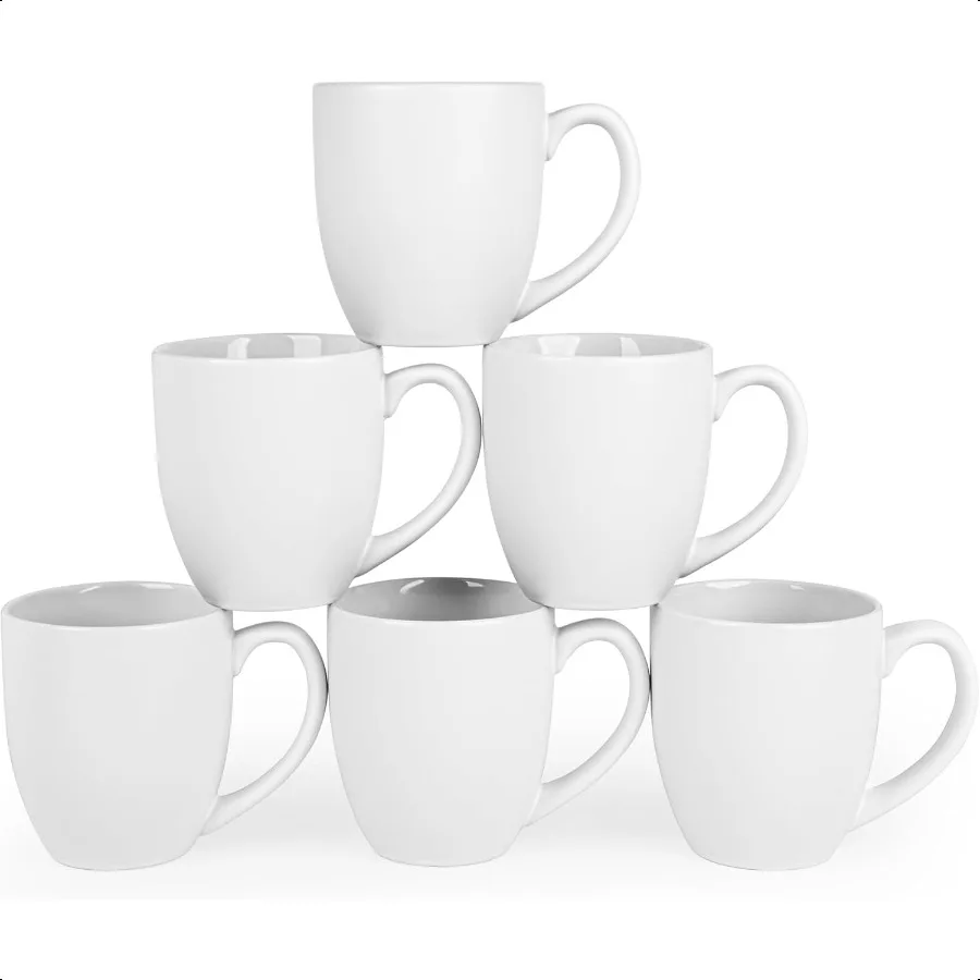 

16oz Coffee Mugs Set of 6 Large Ceramic Modern Coffee Mugs With Handle For Tea Latte Cappino Cocoa. Dishwasher.Microwave Safe M