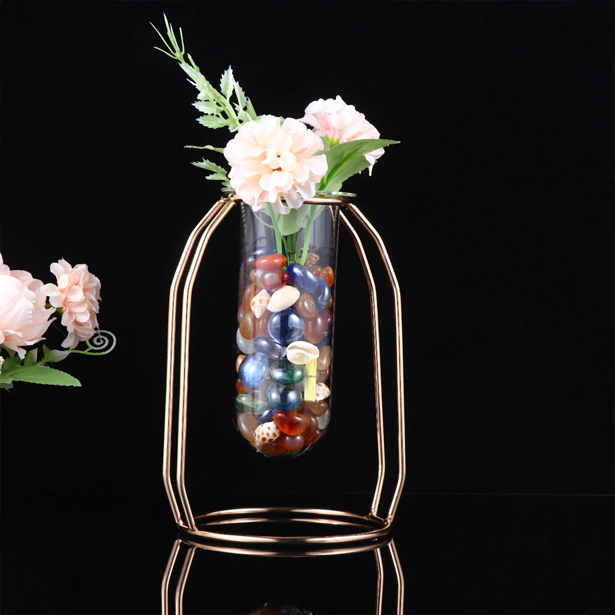 

Metal Stand Glass Vase Flower Planter Home Office Decor Gift Valentine's Day Christmas Anniversary Flower Planter