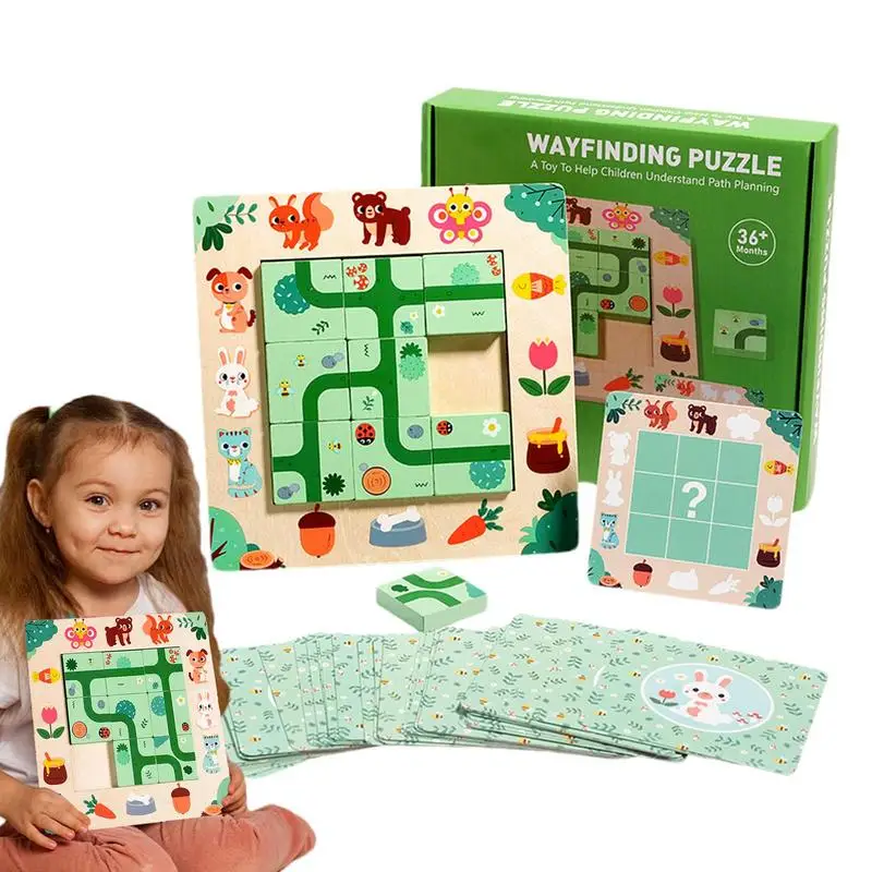 Wooden Brain Teaser Puzzles Wayfinding Wooden Maze Board Game Toys Toddler Fine Motor Skills & Educational Interactive Learning