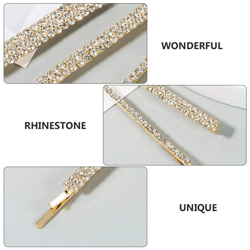 3-delige eenvoudige strass haarclip dames haarspeld meisje accessoire gouden modekleding legering hoofdtooi damesaccessoires