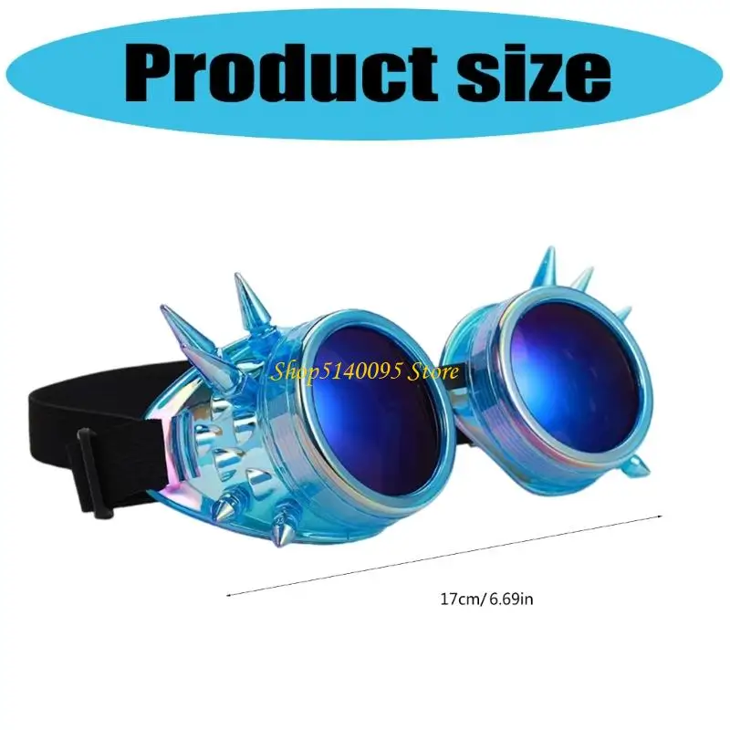 DXAE Estilos Retro Fluorescente Steampunk Óculos Rebites Óculos Plástico Acentuados Ajuste Ajustável Óculos Festa Cosplay