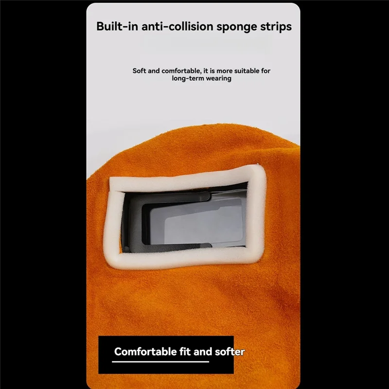 A74E-Protective Leather Welding Hood With Grinding Face Shield, Flip Open Lens Work Cap For Flame Resistant Safety