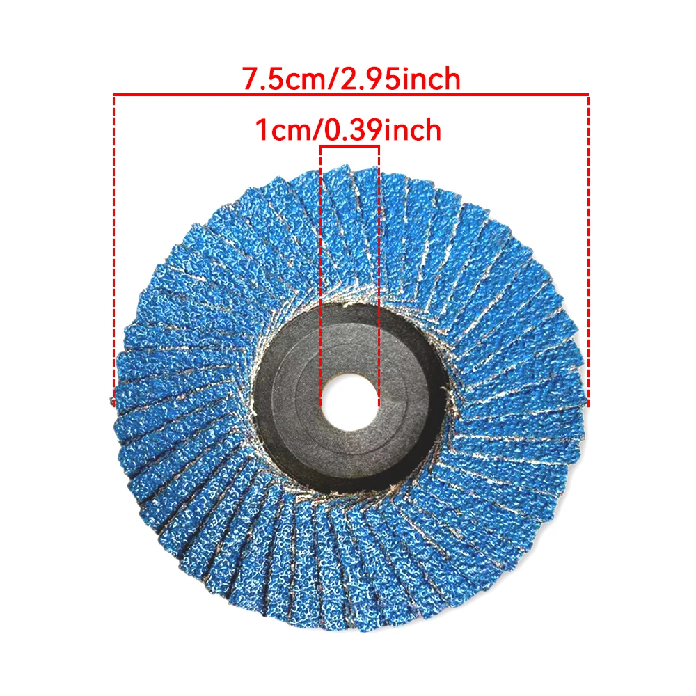 3Pcs Zirconia Flap Discs 75mm Sanding Discs 3Inch 40/60/80/120 Grit Grinding Wheels Blades for Angle Grinder Finishing