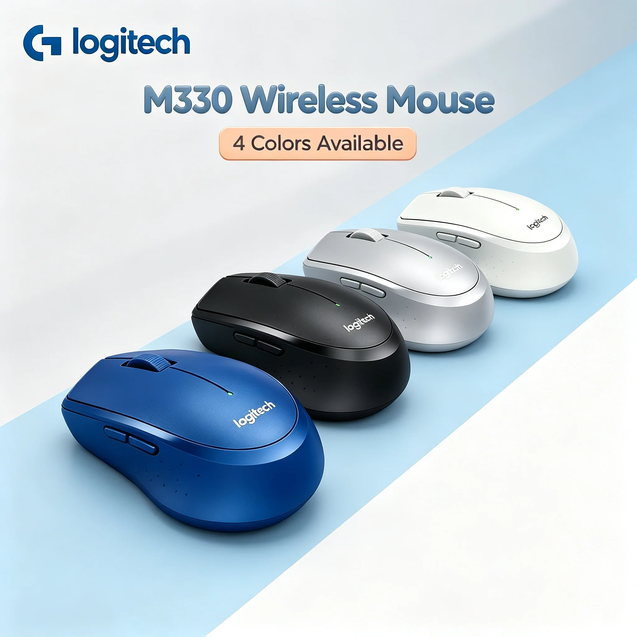 Logitech M330 2.4G Wireless Silent Mouse, Nano Receiver, Easy to Carry, Long Battery Life, Optical Mice for Desktop Notebook Com