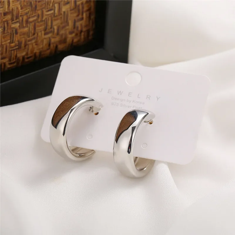 Women's Simple Silver Color Hoop Earrings, Gift