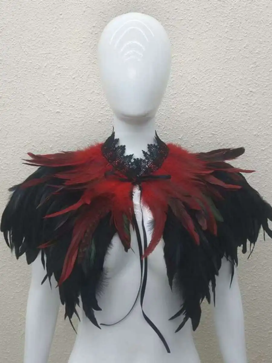ハロウィンパーティーフェザーショールケープフェイクカラーマルチカラーオプションクロスボーダーファッショナブルなアクセサリー大人と子供向け