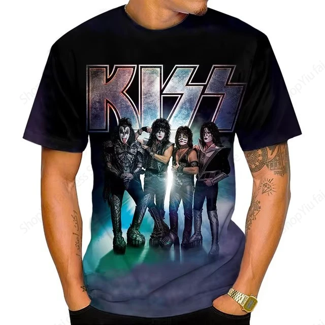 الرجال التي شيرت جديد شعبية قبلة الفرقة ثلاثية الأبعاد تي شيرت مطبوع الرجال النساء موضة تي شيرت الاطفال الهيب هوب بلايز تيز روك باند تي شيرت الصيف