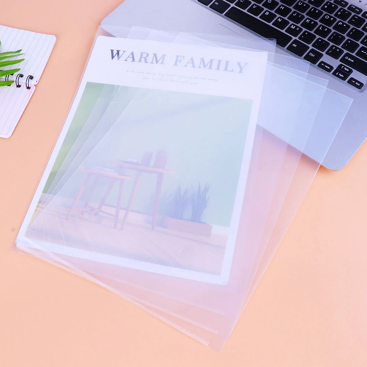 20pcs Office Document Folder Single Page Paper Folder L Shape Plastic Folder (Mixed Color) transparent document folder