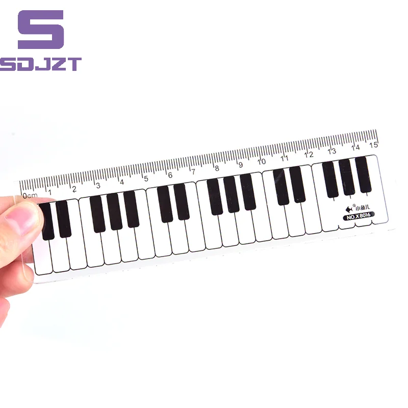 1Pc Creative Piano Keyboard Ruler 15cm Black And White Plastic Straight Ruler Learning Stationery Measurement Supplies