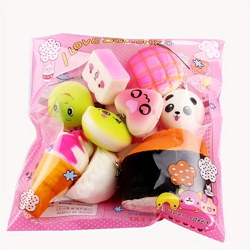

2026 NEW 10pcs Squishies Toy Medium Mini Soft Bread Toys Key Banana Cake Toast Squishy Toy Kawaii Toys Squishy Pack Toy Random