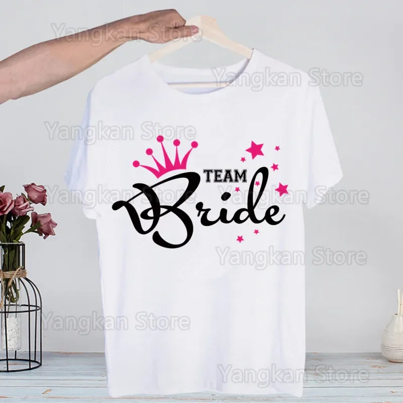Bride To Be Bridal Hen Bachelorette Party Wedding Decoration Women Summer Casual Vintage O-neck Plus Size Clothes Y2k Tops