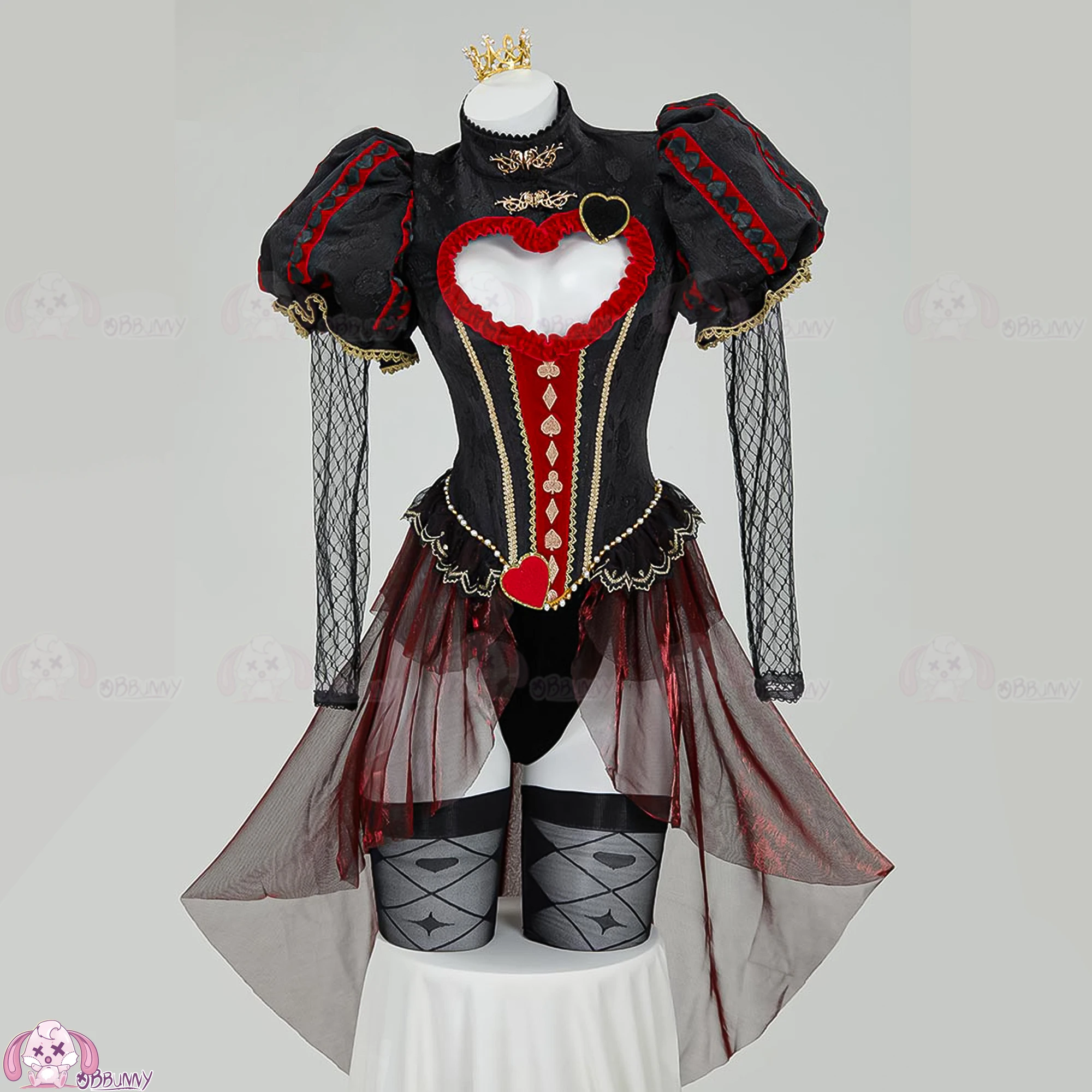 2026 القوطية خمر نمط القلب انقطاع ارتداءها مع قفازات تاج أنيمي الملكة مشتق تأثيري حلي النساء الملابس الداخلية ارتداءها #1