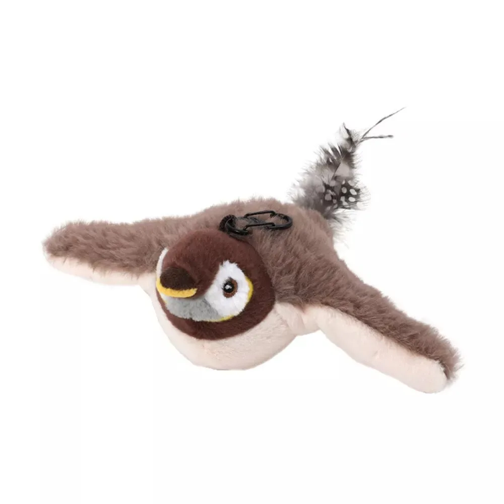 

Electronic Flapping Bird Sparrow Cat Toy Hangable USB Interactive Flying Bird Cat Toys Touch-Activated Vivid Chirping